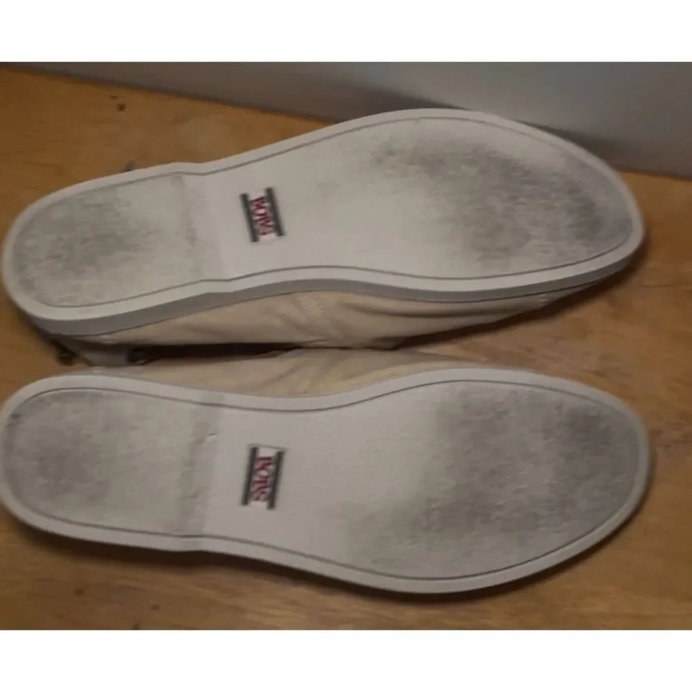 BOBS by Skechers Women's 11 Memory Foam Canvas Slip On Casual Shoes Beige